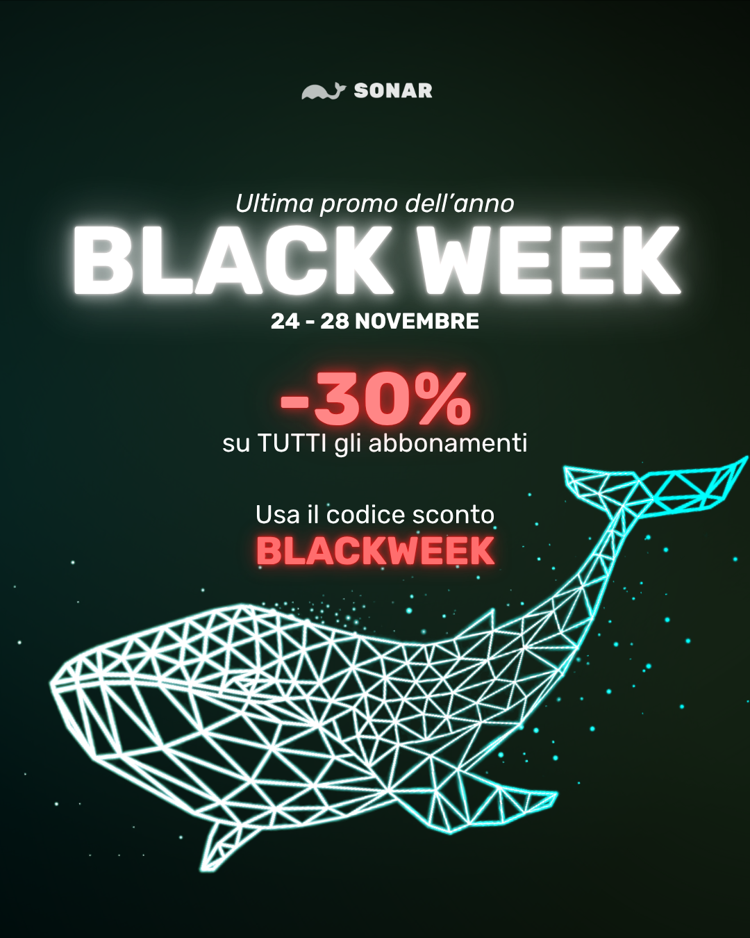 PROMO BLACK FRIDAY - 30% scade il 31 ottobre a mezzanotte: BLACKWEEK