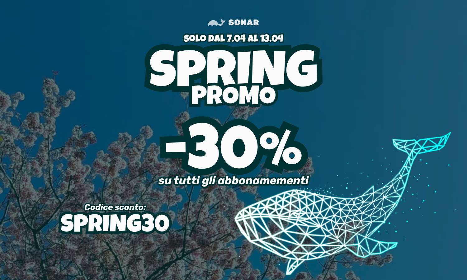 Spring Promo: -30% su tutti gli abbonamenti con il codice SPRING30